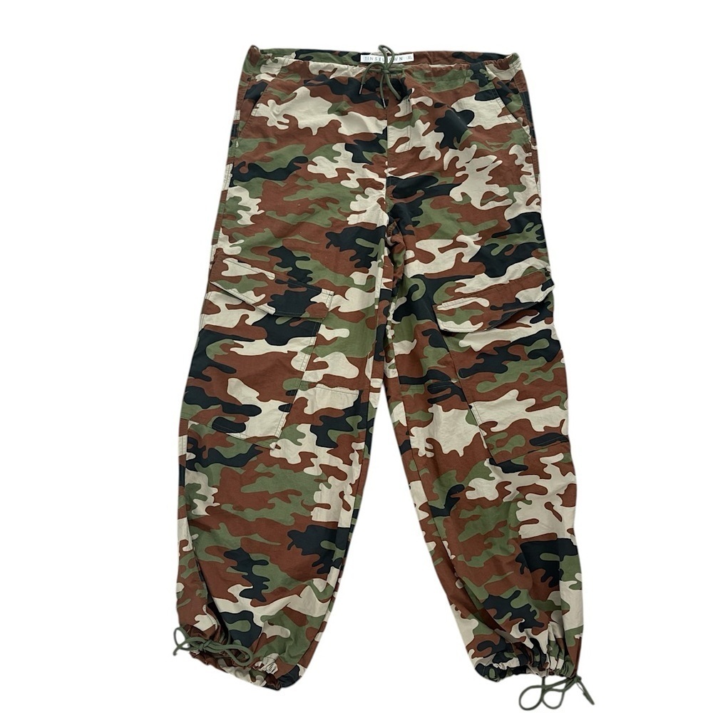 Camo Drawstring Nylon Cargo Pants